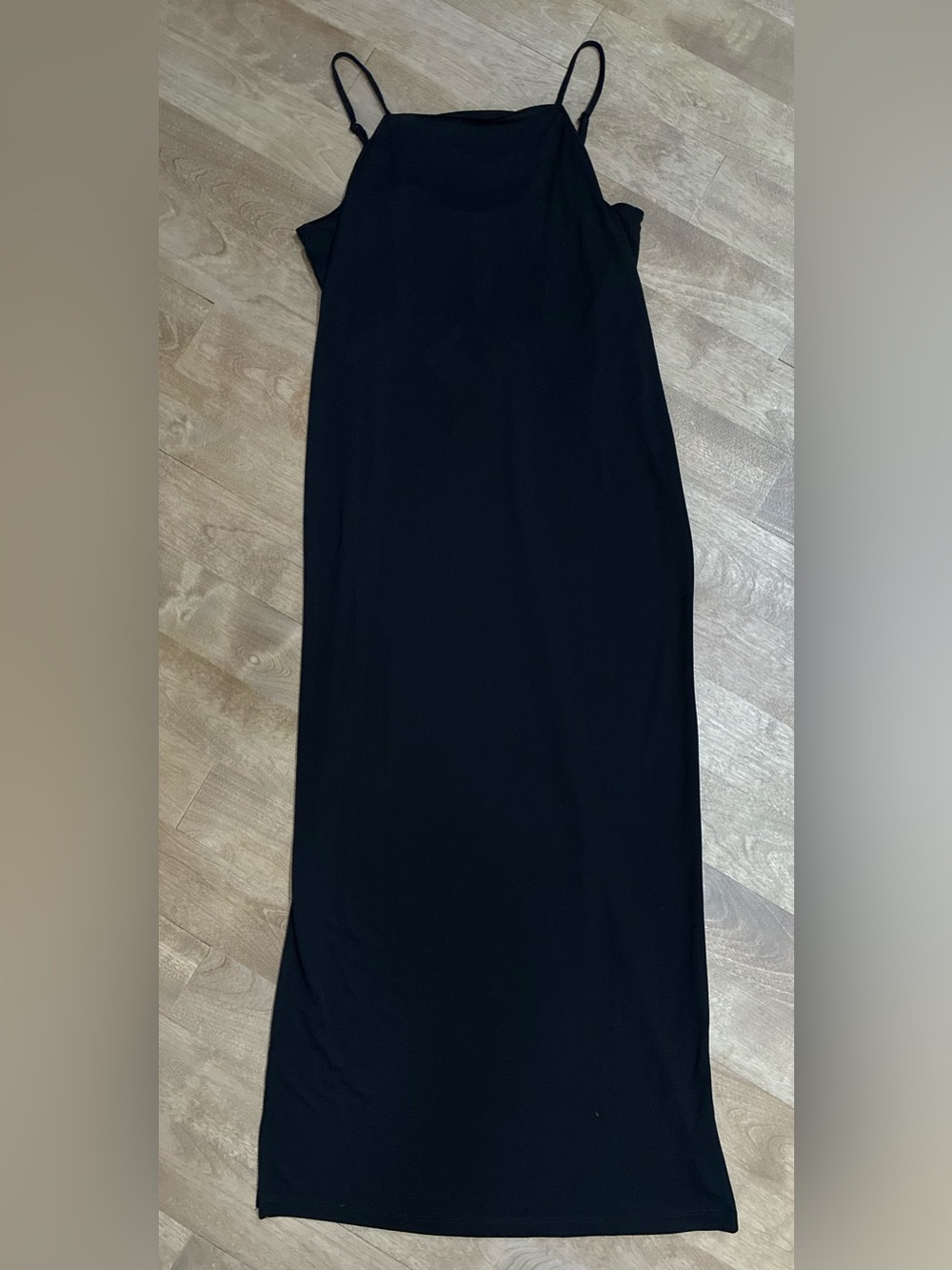 PIECES Sleek Black Midi Dress with Spaghetti Straps